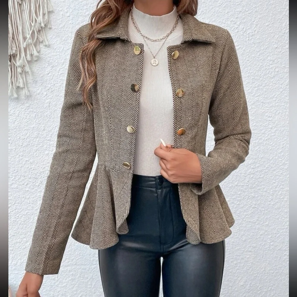 Classic‎ herringbone peplum jacket Holiday